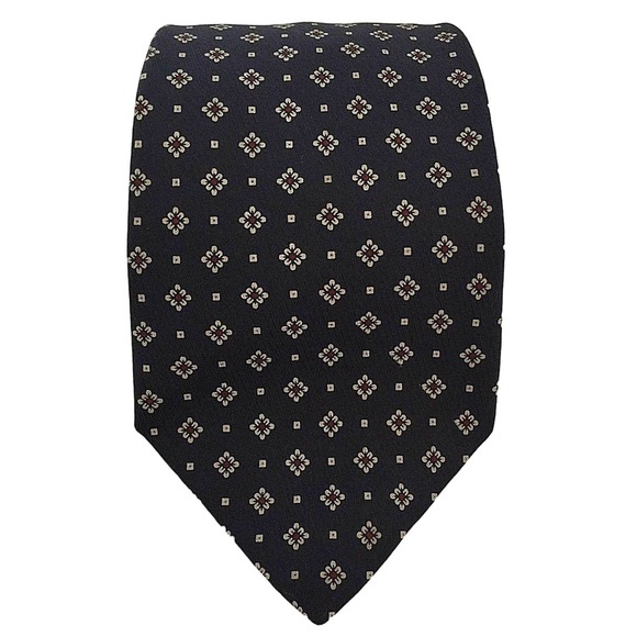 St Michael Mens Silk Neck Tie Blue Gold Red Geometric Dressy Necktie Made in UK - Picture 4 of 8